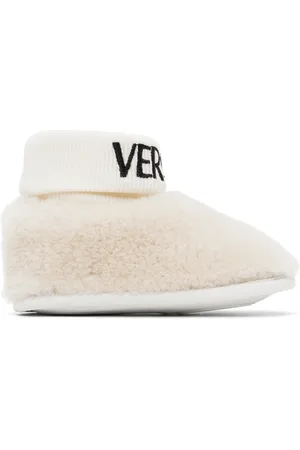VERSACE Baby Off-White Embroidered Pre-Walkers