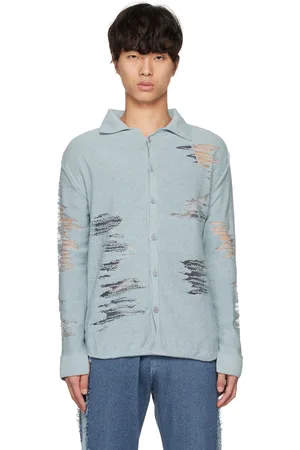 khanh brice nguyen SSENSE Exclusive Blue Shirt
