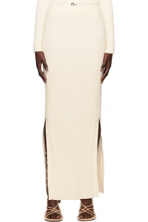 DION LEE Off-White Gradient Rib Maxi Skirt