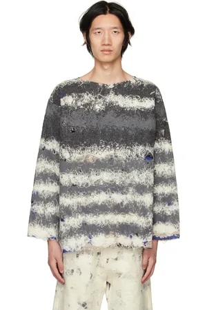 Vitelli Gray & White Striped Sweater