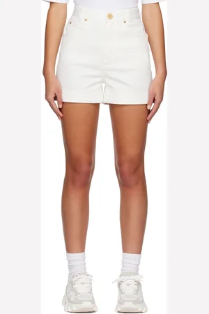Balmain White Plaque Denim Shorts