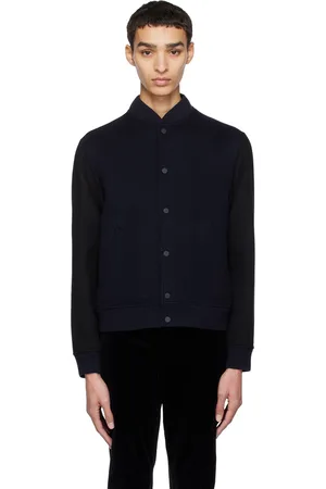 THEORY Navy & Black Paneled Bomber