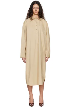 REMAIN Birger Christensen Beige Buttoned Midi Dress