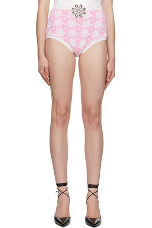 AREA Pink & Off-White Mussel Flower Hot Shorts