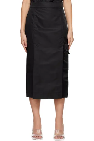 REMAIN Birger Christensen Black Slit Midi Skirt