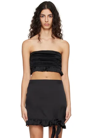 REMAIN Birger Christensen Black Pleated Tank Top
