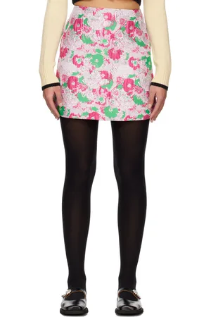 Ganni Silver & Pink Floral Miniskirt
