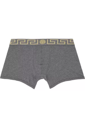 Versace Underwear Blue Greca Border Long Boxers Versace Underwear