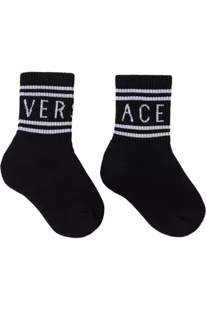 VERSACE Kids Black Logo Socks