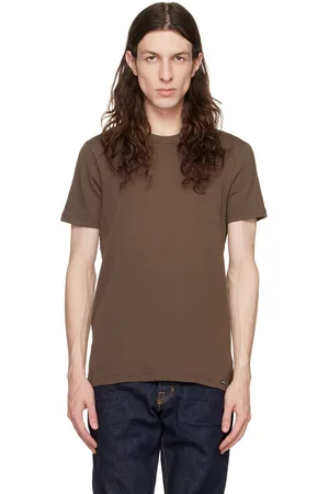 Tom Ford Men T-shirts - Brown Crewneck T-Shirt