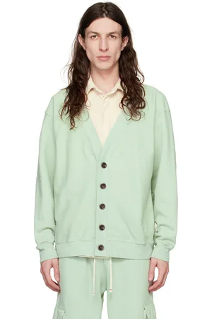 Les Tien Green Garment-Dyed Cardigan