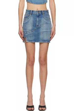 Foundrae Offset Vent Denim Miniskirt