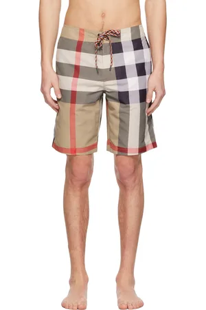 Burberry Beige Exaggerated Check Drawcord Swim Shorts