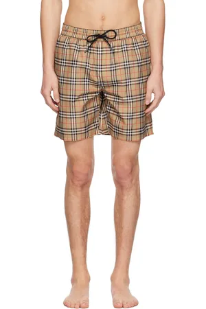 Burberry Beige Check Drawcord Swim Shorts