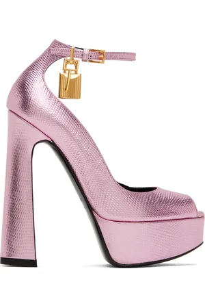 Tom Ford Pink Lizard Padlock Pumps