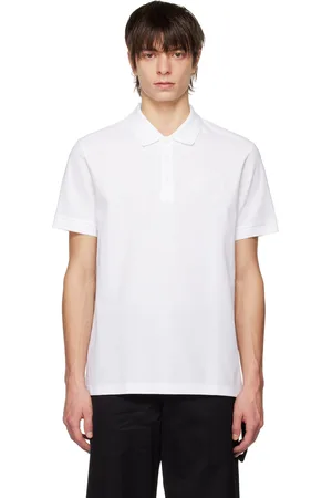 Burberry Men Polo Shirts - White Embroidered Polo