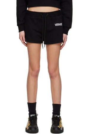 VERSACE Women Shorts - Black Embroidered Shorts