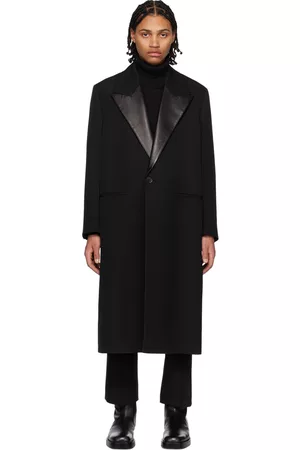 Jil Sander Men Blazers - Black Leather Lapel Coat