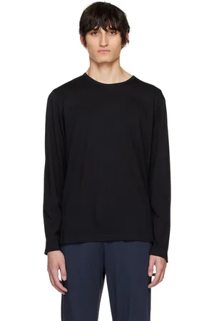 Sunspel Black Lounge Long Sleeve T-Shirt