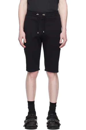 Balmain Men Shorts - Black Flocked Shorts