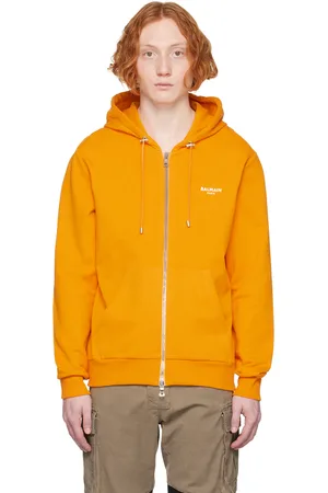 Balmain Orange Flocked Hoodie