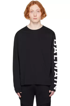 Balmain Men Long Sleeve - Black Printed Long Sleeve T-Shirt