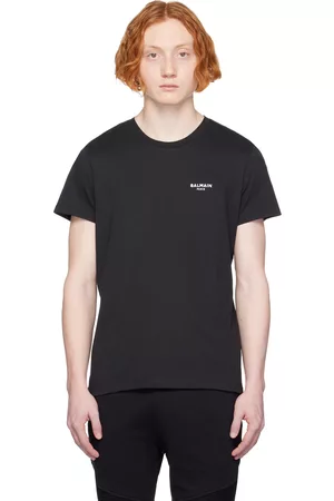 Balmain Men T-shirts - Black Flocked T-Shirt