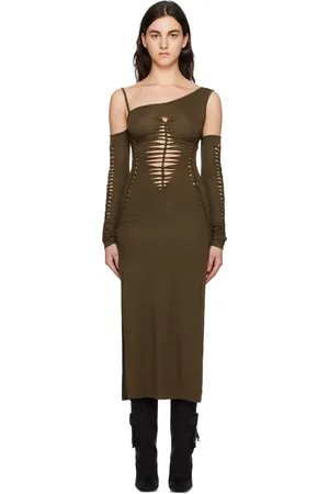 lesugiatelier Brown Cutout Midi Dress