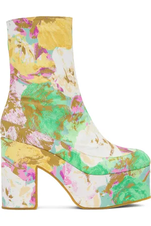 DRIES VAN NOTEN Multicolor Floral Platform Boots