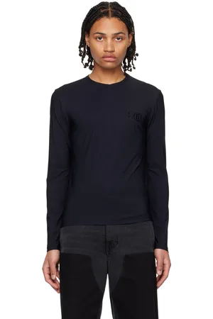 Maison Margiela Men T-shirts - Black Printed Long SleeveT-Shirt
