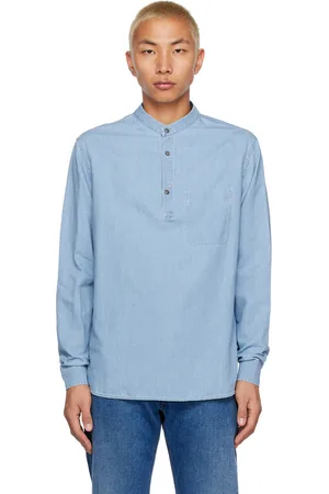 Agnona Blue Stand Collar Shirt
