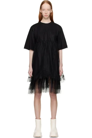 Msgm Black Gathered Mini Dress