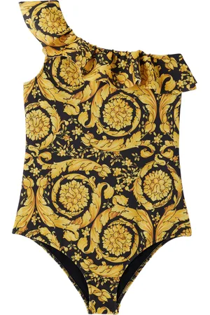 VERSACE Girls Swimsuits - Kids Black Barocco One-Piece Swimsuit