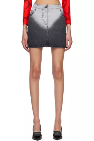 pushBUTTON Brief-Washed Denim Miniskirt