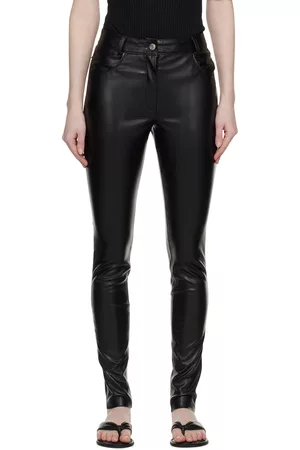 Hugo Women Leather Pants - Black Hisura Faux-Leather Pants