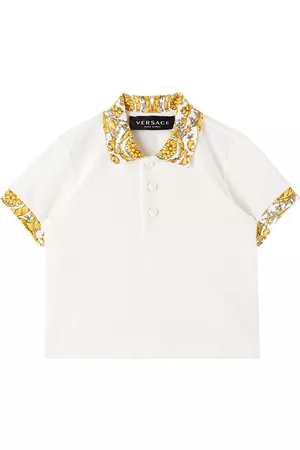 Versace Polo Shirts - Baby White & Gold Barocco Polo