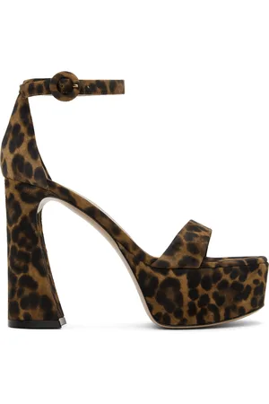 Gianvito Rossi Brown Leopard Print Heeled Sandals