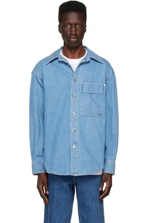 WOOYOUNGMI Blue Printed Denim Shirt