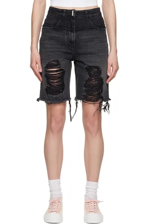Givenchy Black Distressed Denim Shorts