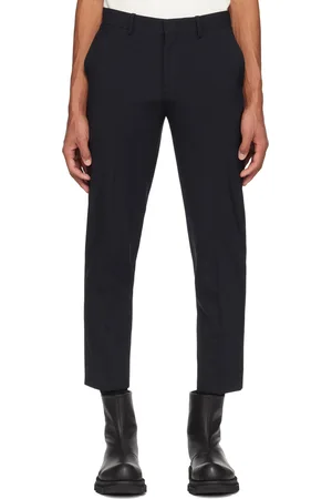 Solid Navy Straight Trousers