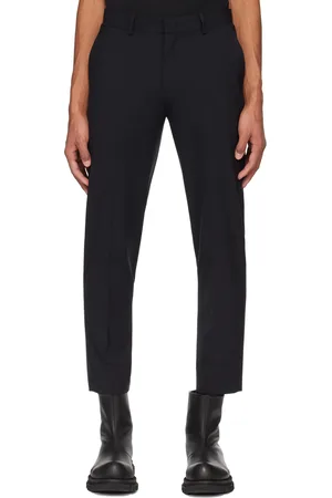 Solid Men Pants - Black Straight Trousers