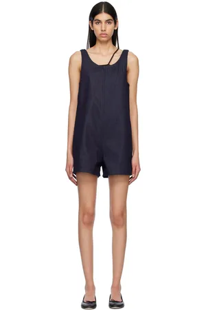 Baserange Women Jumpsuits - Blue Round Neck Denim Jumpsuit