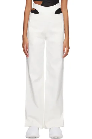 DION LEE White Y-Front Buckle Trousers