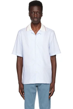Salvatore Ferragamo Men Shirts - Blue & White Striped Shirt