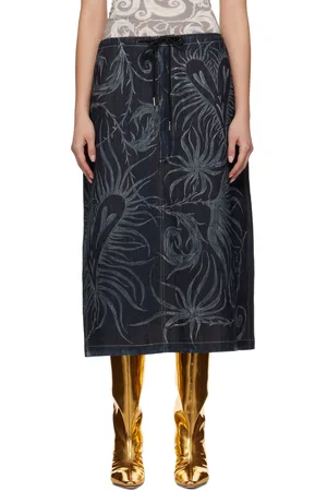 Anna Castellano SSENSE Exclusive Black Flowers Maxi Skirt