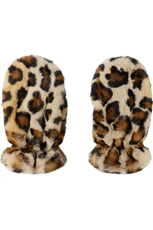 The Animals Observatory Kids Leopard Faux-Fur Mittens