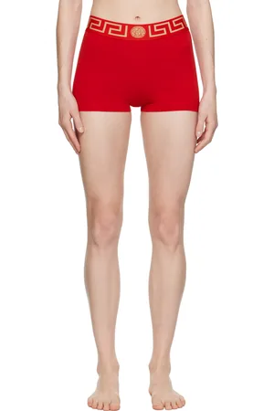 VERSACE Red Greca Border Boy Shorts