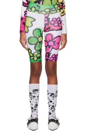 Chopova Lowena White Neon Flower Shorts