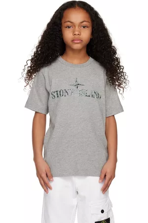Stone Island Kids Gray Printed T-Shirt