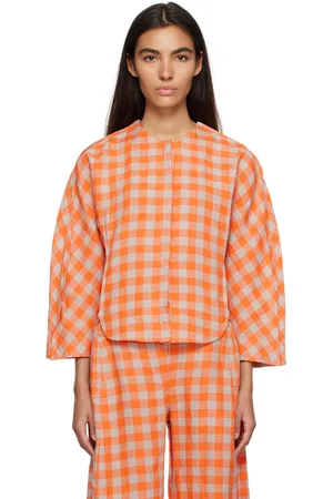 HENRIK VIBSKOV Orange & Gray Line Blouse